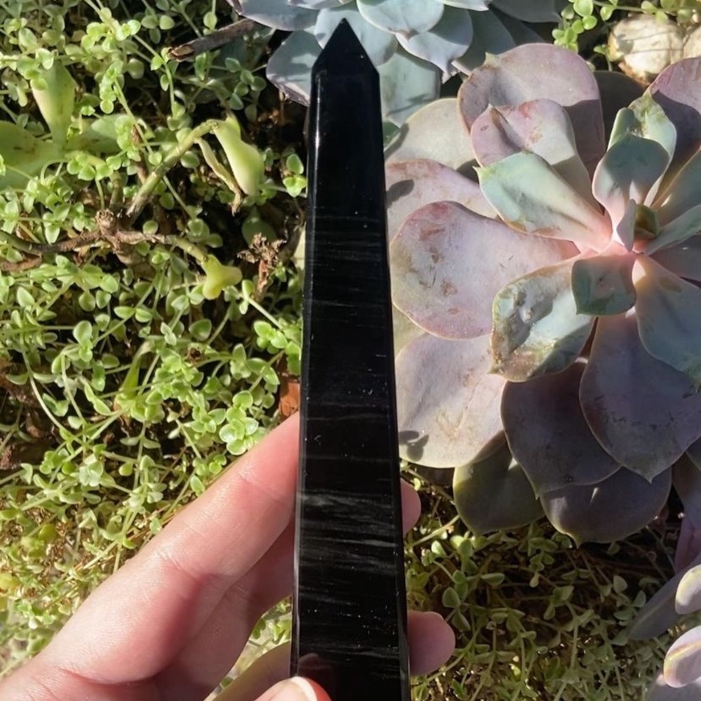 Black onyx crystal tower obelisk